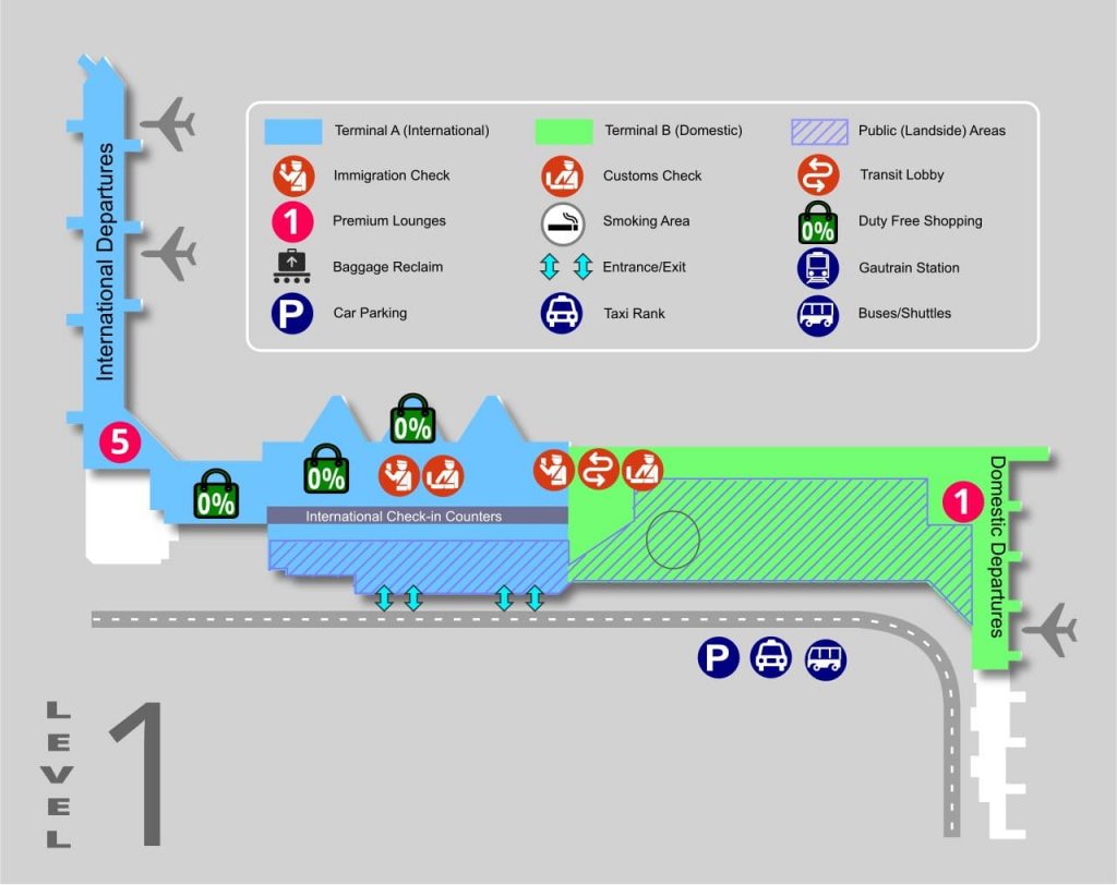 OR Tambo Airport : Maps | Air-Southafrica.com